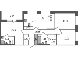 4 ккв (Евро) № 91 Корп.: 1.4 , Секция 1.2  в ЖК Бионика заповедная