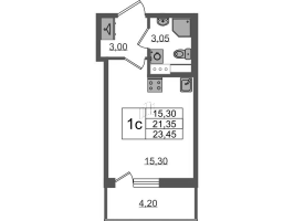 Студия № 1076 Корп.: 1.4 , Секция 4.1  в ЖК Бионика заповедная