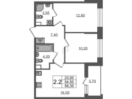 3 ккв (Евро) № 1303 Корп.: 1.4 , Секция 4.3  в ЖК Бионика заповедная