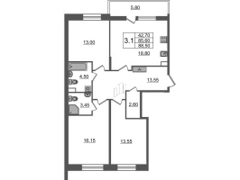 4 ккв (Евро) № 572 Корп.: 1.4 , Секция 3.2  в ЖК Бионика заповедная