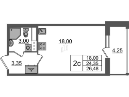 Студия № 84 Корп.: 1.4 , Секция 1.2  в ЖК Бионика заповедная