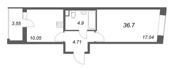 1 ккв № 395 Корп.: 2.1 , Секция 4  в ЖК Бионика заповедная