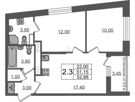 3 ккв (Евро) № 1350 Корп.: 1.4 , Секция 4.3  в ЖК Бионика заповедная