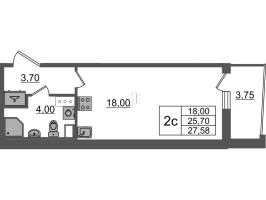 Студия № 110 Корп.: 1.2 , Секция 2  в ЖК Бионика заповедная