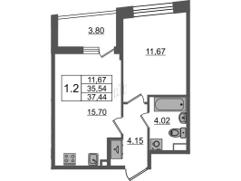 2 ккв (Евро) № 109 Корп.: 2.4 , Секция 2  в ЖК Бионика заповедная