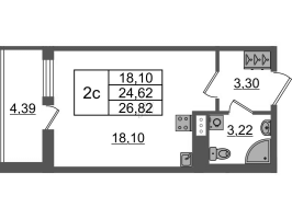 Студия № 197 Корп.: 2.1 , Секция 2  в ЖК Бионика заповедная