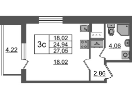 Студия № 236 Корп.: 2.3 , Секция 2  в ЖК Бионика заповедная