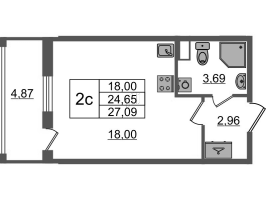 Студия № 3 Корп.: 2.4 , Секция 1  в ЖК Бионика заповедная