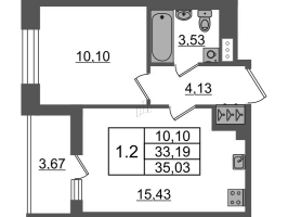 2 ккв (Евро) № 117 Корп.: 2.1 , Секция 1  в ЖК Бионика заповедная