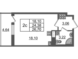 Студия № 175 Корп.: 2.1 , Секция 2  в ЖК Бионика заповедная