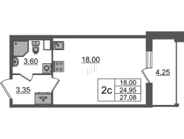 Студия № 76 Корп.: 1.2 , Секция 2  в ЖК Бионика заповедная