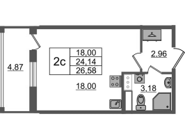Студия № 31 Корп.: 2.4 , Секция 1  в ЖК Бионика заповедная