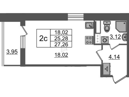 Студия № 130 Корп.: 2.3 , Секция 1  в ЖК Бионика заповедная