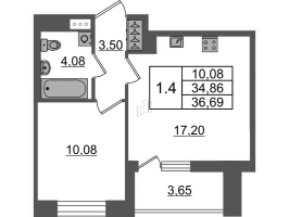 2 ккв (Евро) № 362 Корп.: 2.1 , Секция 3  в ЖК Бионика заповедная