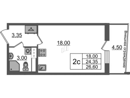 Студия № 117 Корп.: 1.2 , Секция 2  в ЖК Бионика заповедная