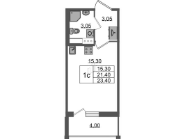 Студия № 30 Корп.: 1.3 , Секция 1  в ЖК Бионика заповедная