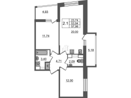 3 ккв (Евро) № 137 Корп.: 2.2 , Секция 2  в ЖК Бионика заповедная