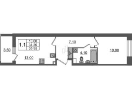 1 ккв № 245 Корп.: 1.4 , Секция 1.4  в ЖК Бионика заповедная