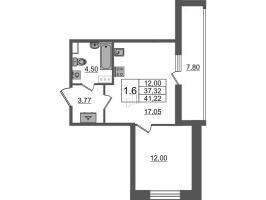 2 ккв (Евро) № 54 Корп.: 2.4 , Секция 1  в ЖК Бионика заповедная