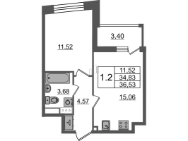 2 ккв (Евро) № 110 Корп.: 2.3 , Секция 1  в ЖК Бионика заповедная