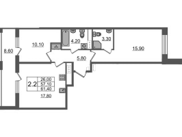 3 ккв (Евро) № 988 Корп.: 1.4 , Секция 3.6  в ЖК Бионика заповедная