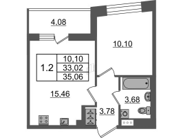 2 ккв (Евро) № 190 Корп.: 2.1 , Секция 2  в ЖК Бионика заповедная