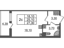 Студия № 168 Корп.: 2.1 , Секция 2  в ЖК Бионика заповедная