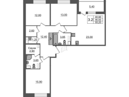 4 ккв (Евро) № 90 Корп.: 1.4 , Секция 1.2  в ЖК Бионика заповедная