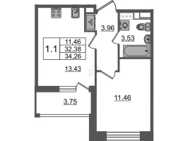 1 ккв № 216 Корп.: 2.4 , Секция 2  в ЖК Бионика заповедная