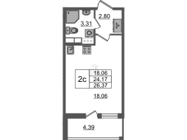 Студия № 195 Корп.: 2.4 , Секция 2  в ЖК Бионика заповедная