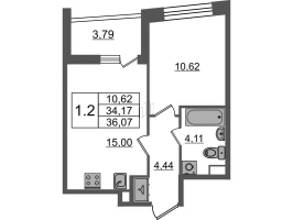 1 ккв № 1 Корп.: 2.3 , Секция 1  в ЖК Бионика заповедная