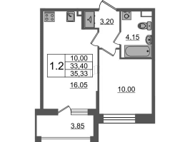 2 ккв (Евро) № 565 Корп.: 1.4 , Секция 3.2  в ЖК Бионика заповедная
