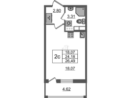 Студия № 204 Корп.: 2.4 , Секция 2  в ЖК Бионика заповедная