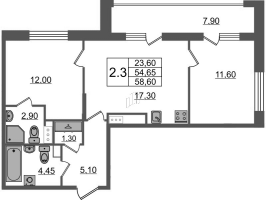 3 ккв (Евро) № 631 Корп.: 1.4 , Секция 3.3  в ЖК Бионика заповедная