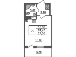 Студия № 156 Корп.: 2.1 , Секция 1  в ЖК Бионика заповедная