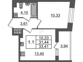 1 ккв № 12 Корп.: 2.1 , Секция 1  в ЖК Бионика заповедная