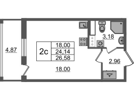Студия № 14 Корп.: 2.4 , Секция 1  в ЖК Бионика заповедная