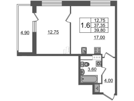 2 ккв (Евро) № 536 Корп.: 1.4 , Секция 3.1  в ЖК Бионика заповедная