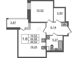 2 ккв (Евро) № 136 Корп.: 2.3 , Секция 2  в ЖК Бионика заповедная