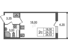 Студия № 85 Корп.: 1.4 , Секция 1.2  в ЖК Бионика заповедная