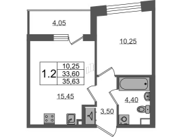 2 ккв (Евро) № 1300 Корп.: 1.4 , Секция 4.3  в ЖК Бионика заповедная