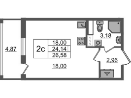 Студия № 23 Корп.: 2.4 , Секция 1  в ЖК Бионика заповедная