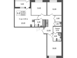 4 ккв (Евро) № 1 Корп.: 1.2 , Секция 1  в ЖК Бионика заповедная