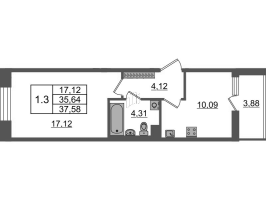 1 ккв № 167 Корп.: 2.1 , Секция 2  в ЖК Бионика заповедная