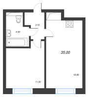 2 ккв (Евро) № 172 Корп.: 9 , Секция 3  в ЖК Большая Охта