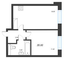 2 ккв (Евро) № 13 Корп.: 9 , Секция 1  в ЖК Большая Охта