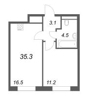 2 ккв (Евро) № 196 Корп.: 5 , Секция 3  в ЖК Большая Охта