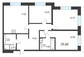 4 ккв (Евро) № 16 Корп.: 8 , Секция 1  в ЖК Большая Охта