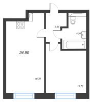 2 ккв (Евро) № 163 Корп.: 9 , Секция 3  в ЖК Большая Охта