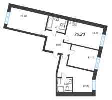 4 ккв (Евро) № 111 Корп.: 9 , Секция 2  в ЖК Большая Охта